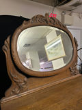 Antique Oak Serpentine Tilt Mirror Dresser - thumbnail 2 of 6