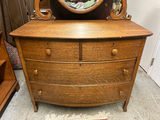 Antique Tilt Mirror Tiger Oak Dresser - thumbnail 4 of 6