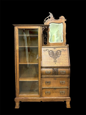Antique Oak Side by Side Secretary Desk - Image 1 of 8