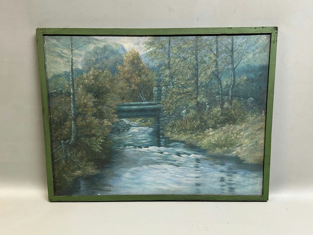 Landscape Bridge Oil on Canvas - image 1 of 3