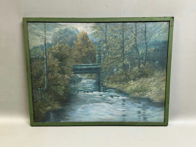 Landscape Bridge Oil on Canvas - Image 1 of 3