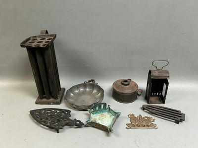 Antique Tin-Cast-iron Misc Items  - Image 1 of 8