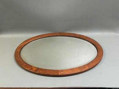 Oval Oak Frame Mirror  - Image 1 of 4