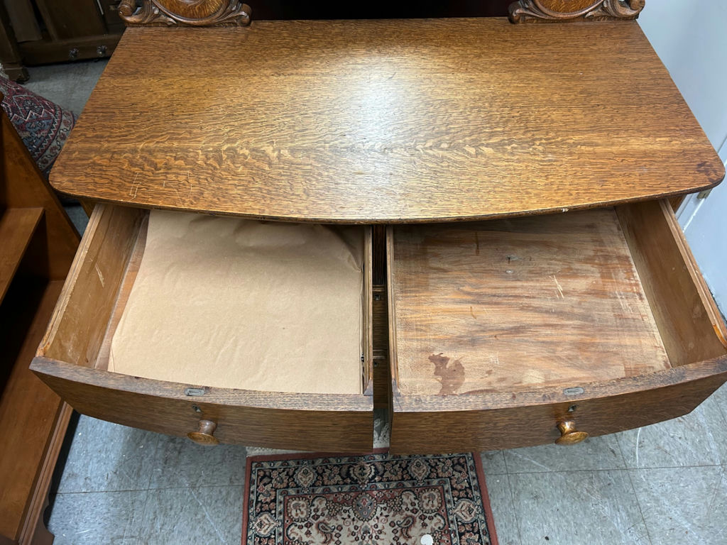 Antique Tilt Mirror Tiger Oak Dresser - image 3 of 6
