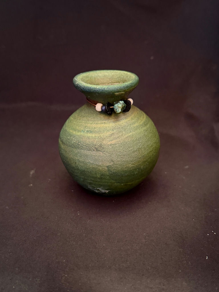 handcrafted Japanese-style raku pottery vase - image 1 of 2