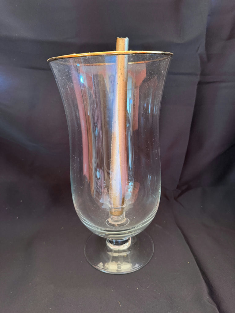 hand blown gold rimmed clear glass candle holder - image 1 of 3