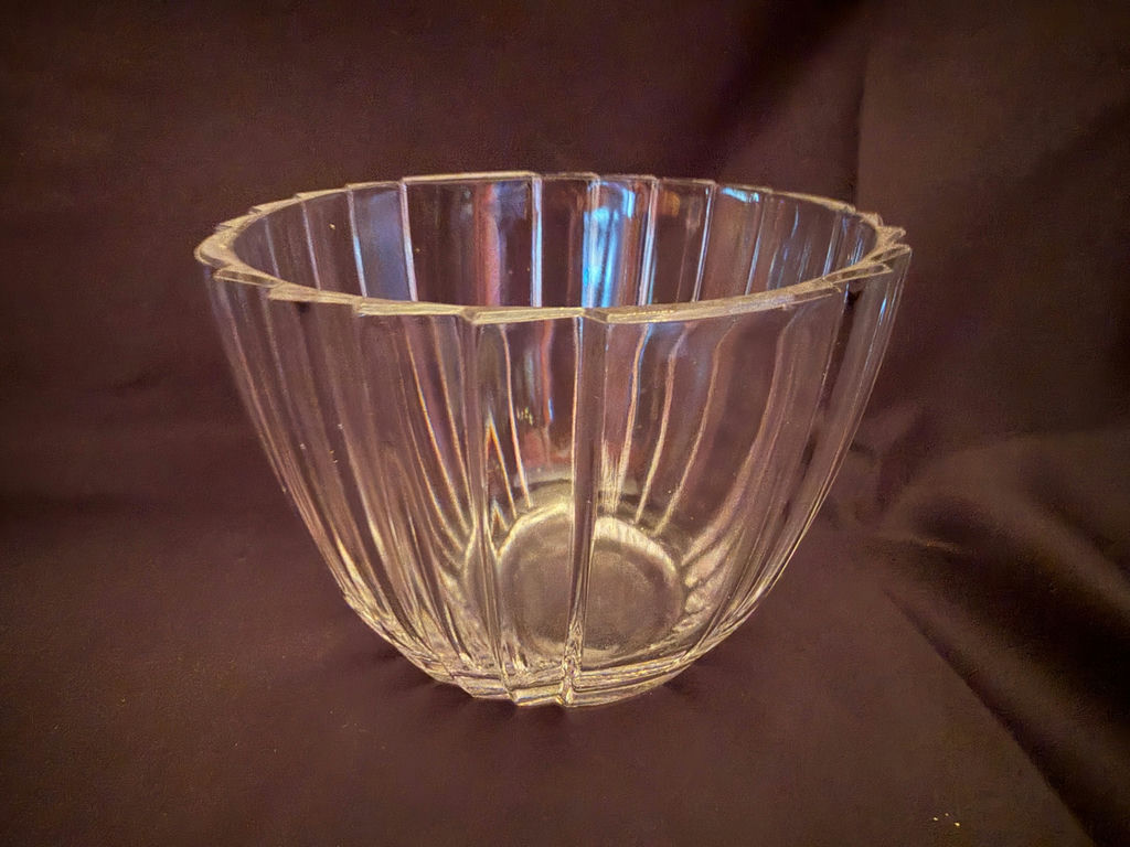 vintage crystal bowl featuring a fluted/ribbed design - image 1 of 5
