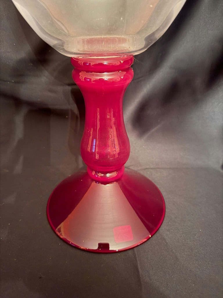 Ruby red glass hurricane candle holder - image 3 of 8
