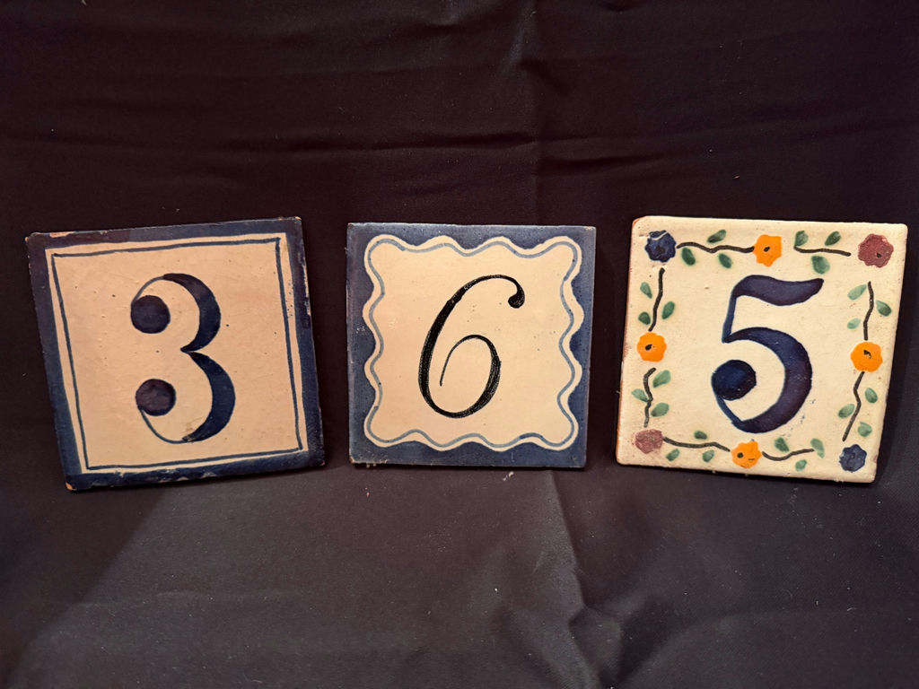 Handcrafted Mexican Talavera ceramic number tiles - image 1 of 3