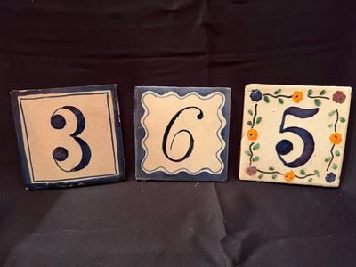 Handcrafted Mexican Talavera ceramic number tiles - Image 1 of 3