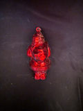 Vintage, metallic-red hard plastic Santa Claus Christmas tree ornament - thumbnail 2 of 3