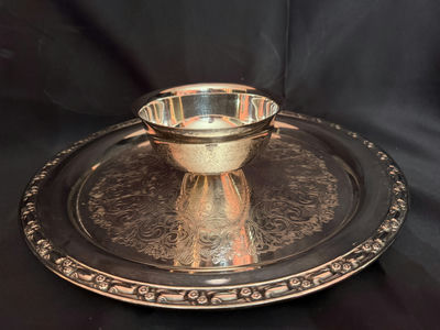 Vintage silver-plated chip and dip tray - Image 1 of 5