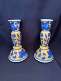 pair of vintage hand-painted ceramic candlesticks - thumbnail 1 of 2