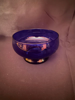 Vintage cobalt blue art glass pedestal bowl - Image 1 of 4