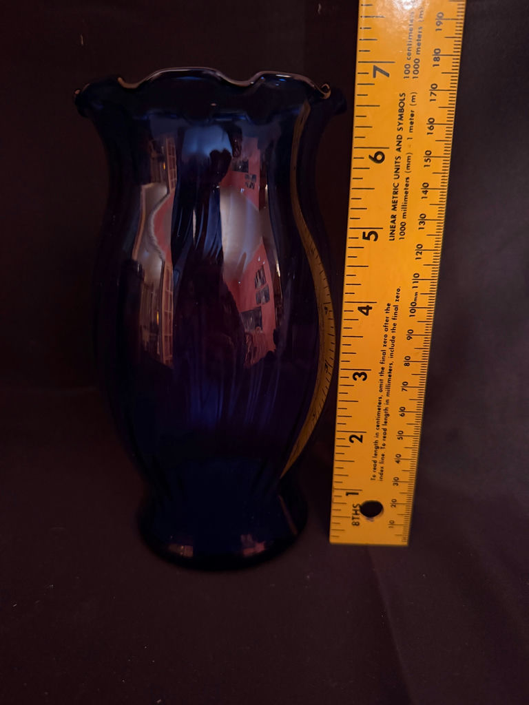 vintage cobalt blue glass vase - image 3 of 3