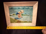 Painting of a young child playing in the ocean waves - thumbnail 3 of 4