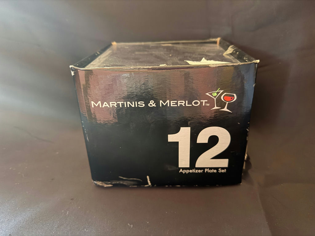 New in Box - 12 collectible ceramic square plate or serving dish from the "Martinis & Merlot" collection - image 3 of 4