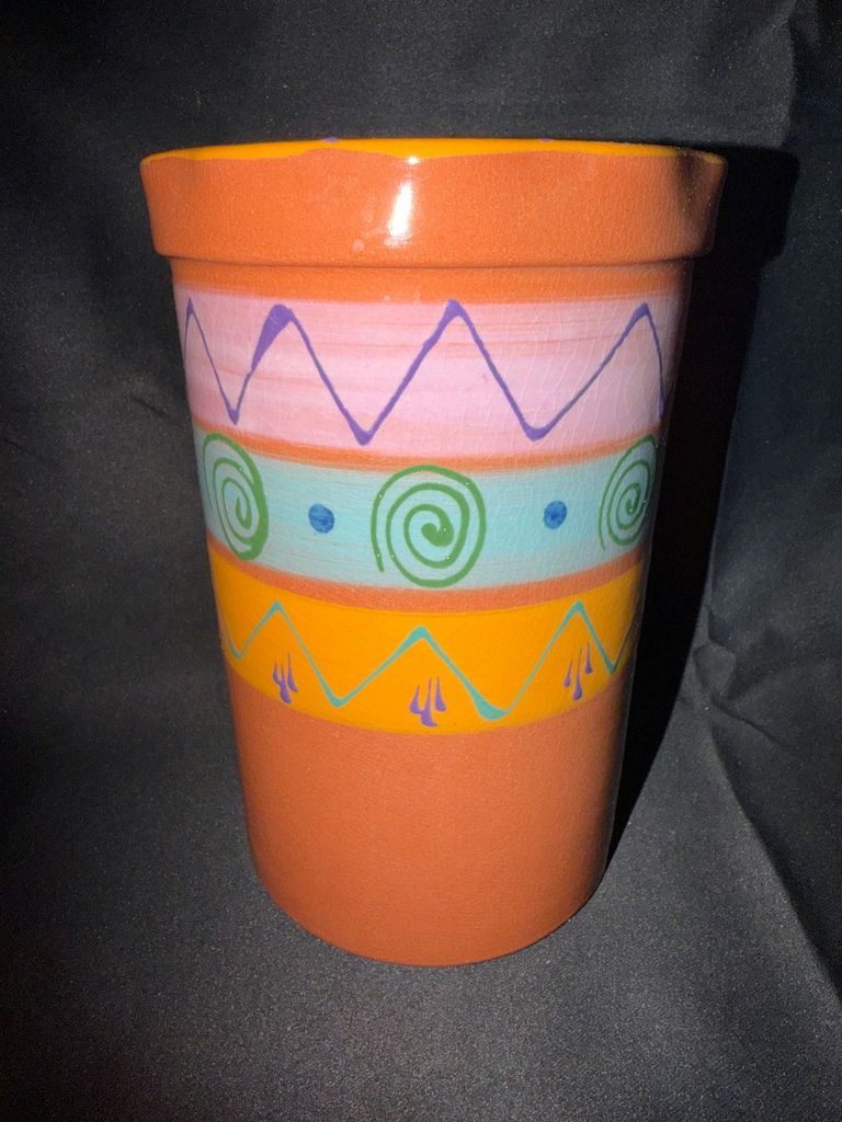 hand-painted terracotta planter - image 1 of 6