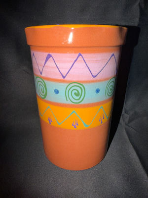 hand-painted terracotta planter - Image 1 of 6