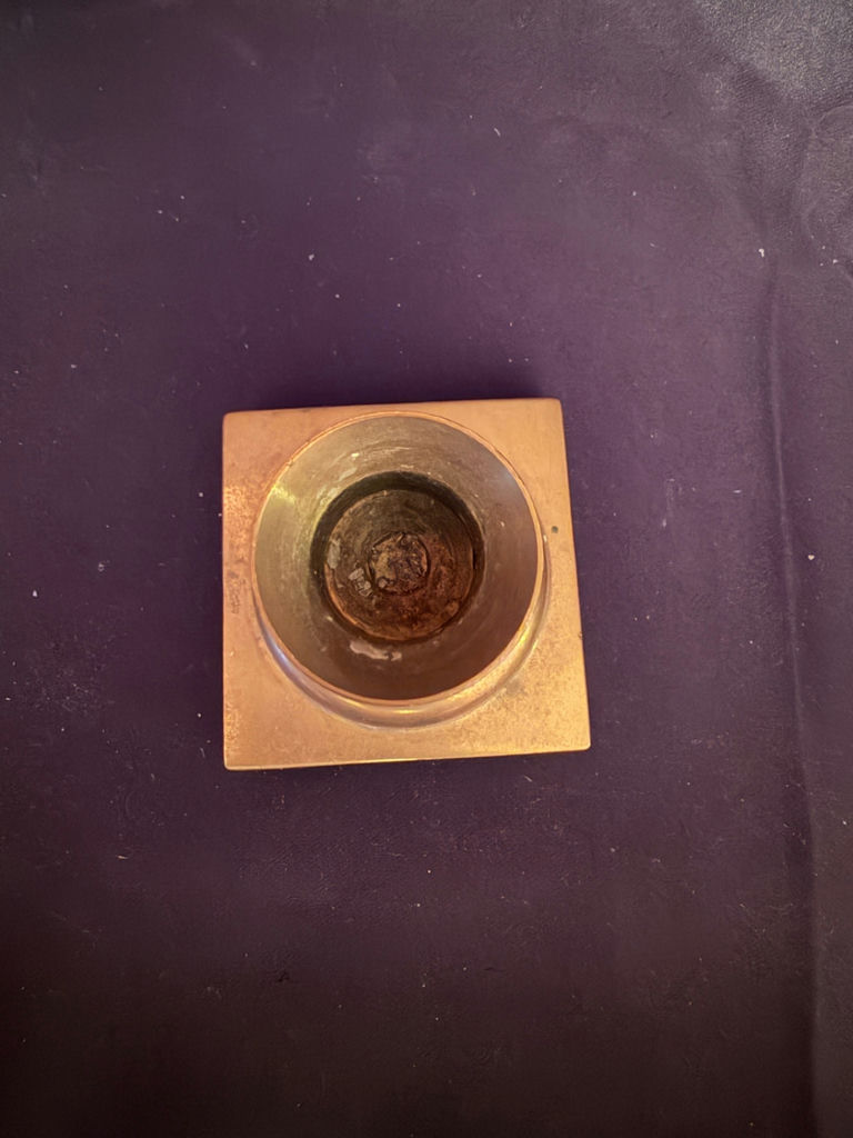 Vintage antique brass metal desk candlestick holder - image 2 of 4