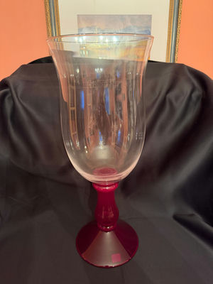 Ruby red glass hurricane candle holder  - Image 1 of 8