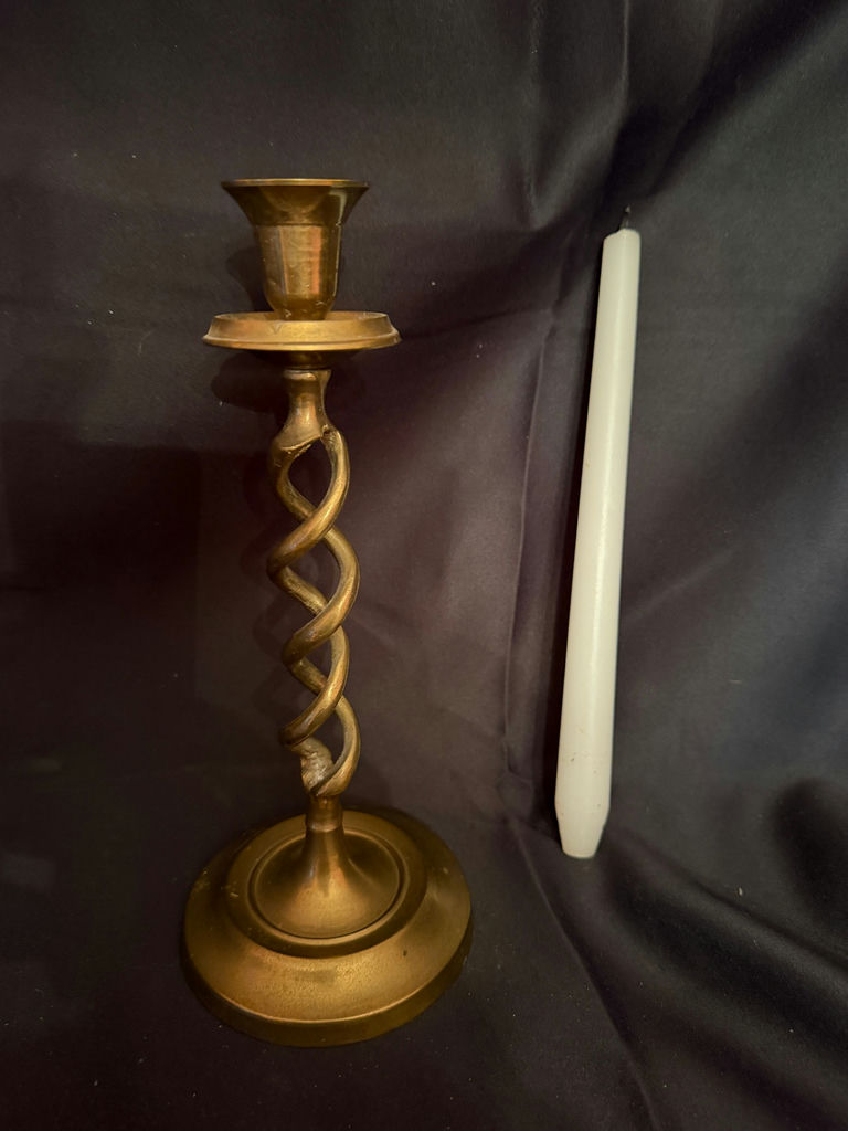 Vintage brass open barley twist candlestick holder - image 1 of 5