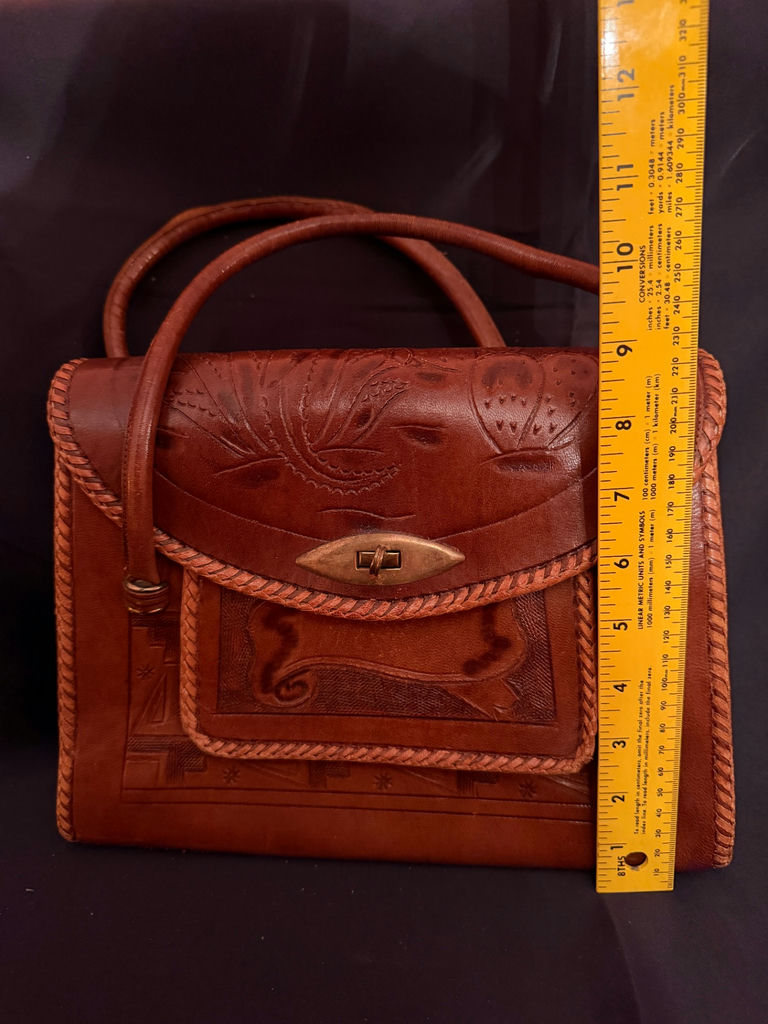 Hand tooled Mexican Leather Handbag - image 7 of 20