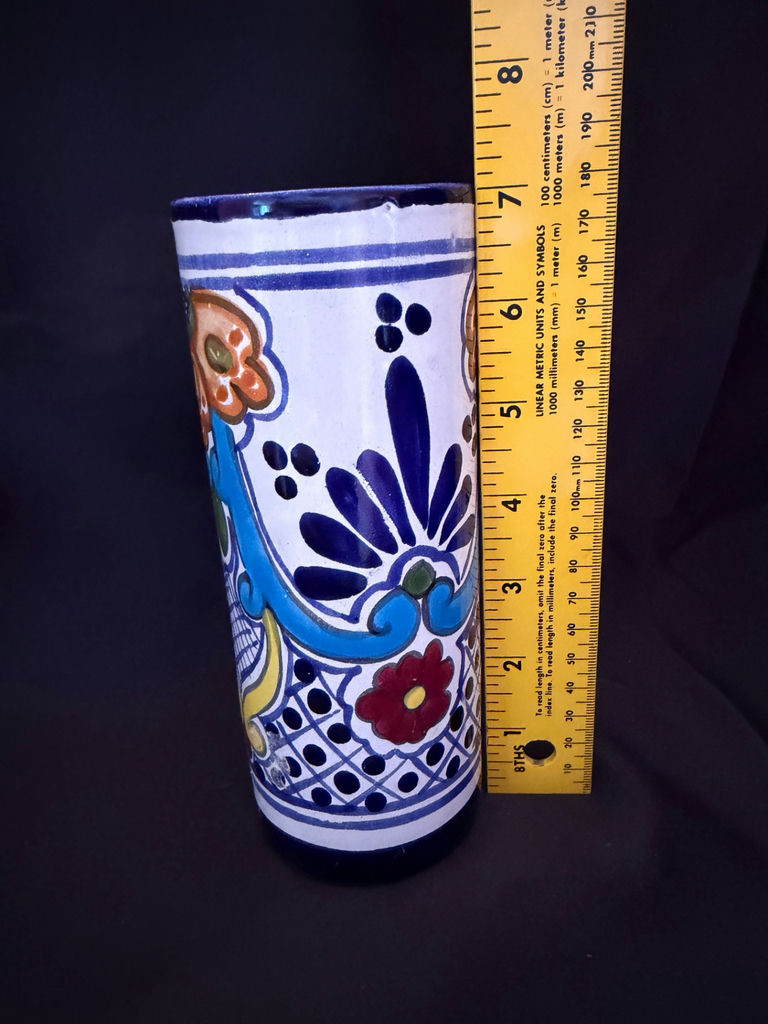 hand-painted Talavera pottery cylinder vase - image 3 of 3