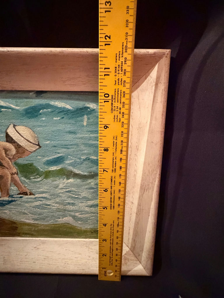 Painting of a young child playing in the ocean waves - image 4 of 4