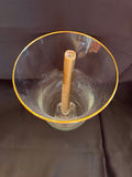 hand blown gold rimmed clear glass candle holder - thumbnail 2 of 3