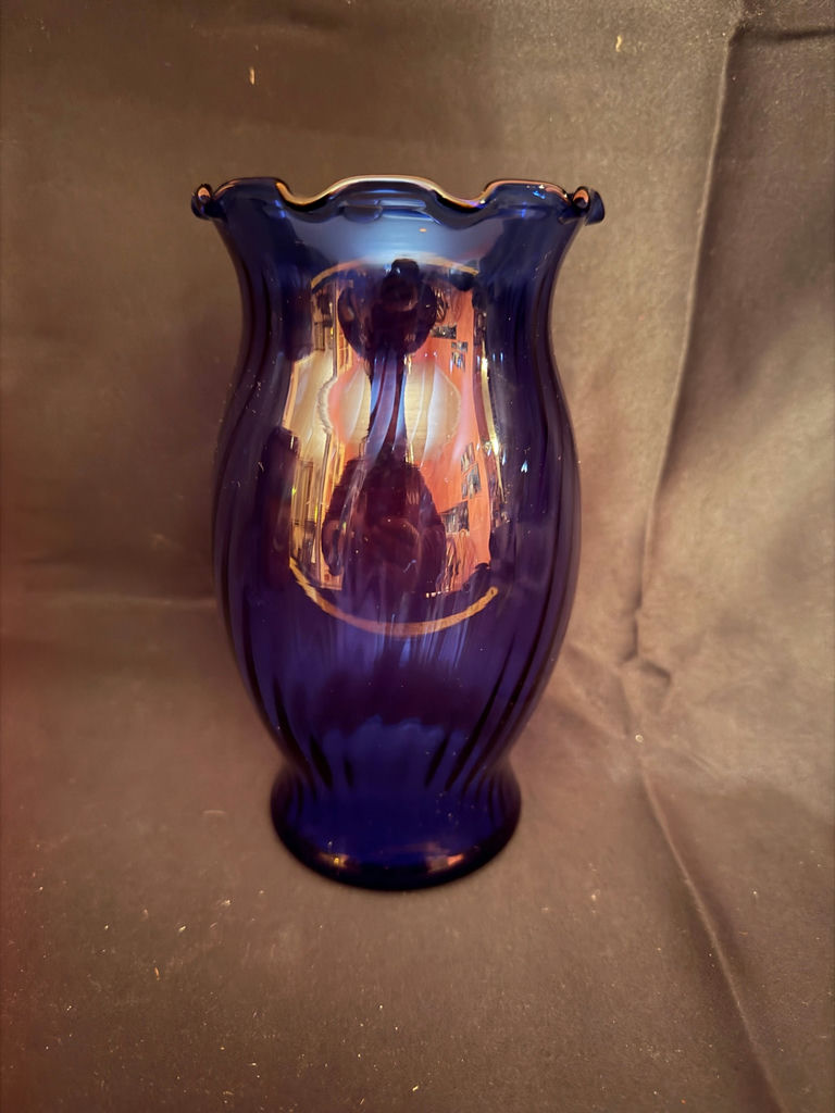 vintage cobalt blue glass vase - image 1 of 3