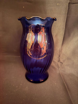 vintage cobalt blue glass vase - Image 1 of 3