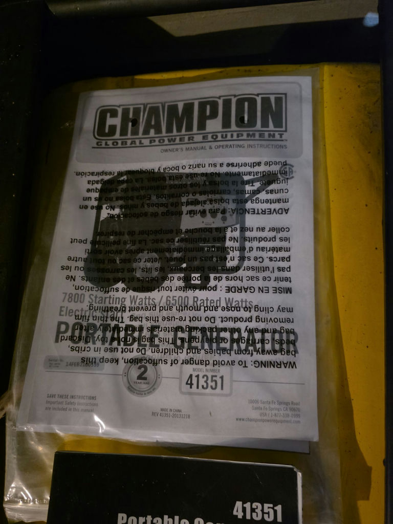 Champion Portable Generator Model 41351 - image 6 of 6