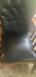 Wooden Armchair with Black Tufted Faux Leather/leather Seat - thumbnail 10 of 11