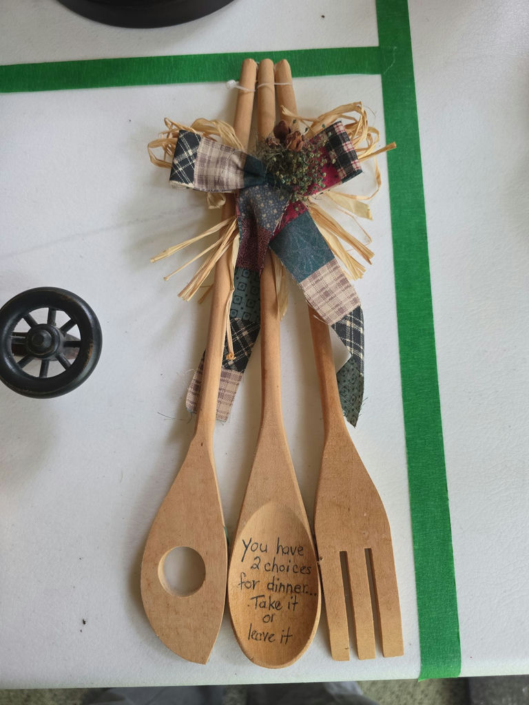 Wooden Horse Decor, Kitchen Utensils, Key Holder, Pine Cone, and Decorative Nuts - image 2 of 7