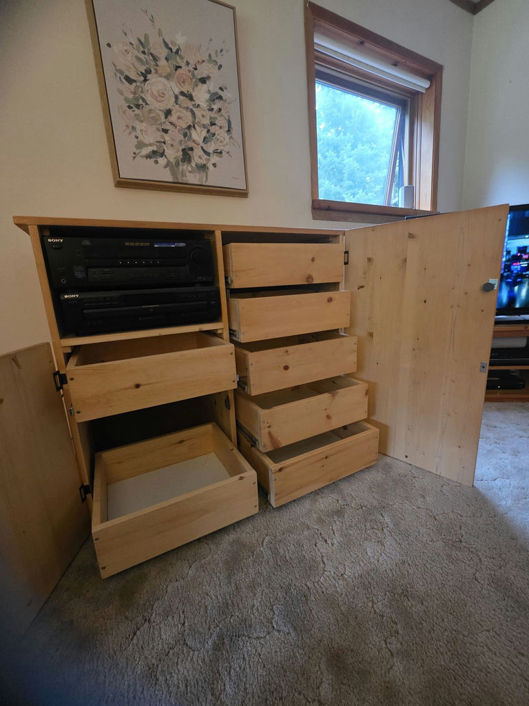 Wood Storage Cabinet With Drawers and Media Shelf - image 3 of 7