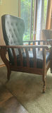 Wooden Armchair with Black Tufted Faux Leather/leather Seat - thumbnail 5 of 11