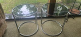 Pair of Round Side Tables with Chrome Bases - thumbnail 2 of 7
