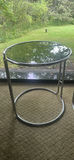 Pair of Round Side Tables with Chrome Bases - thumbnail 3 of 7