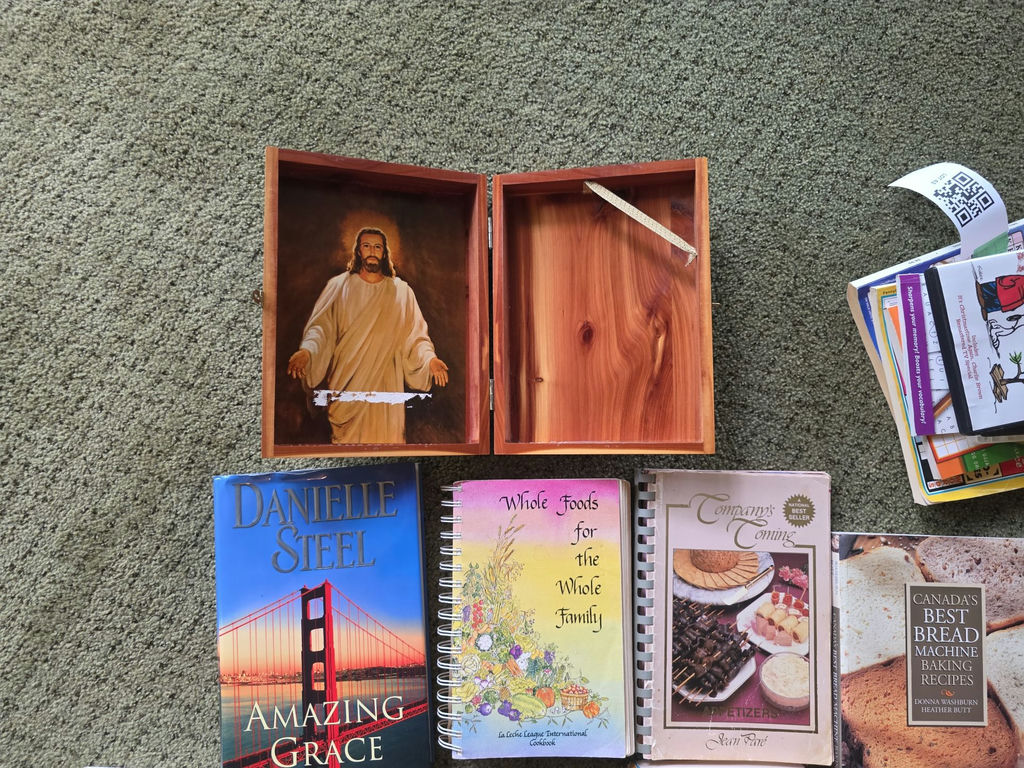 Assorted Books, Puzzle Magazines, DVDs, and Wooden Bible Box - image 8 of 8