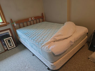 Wooden Bed Frame with Mattress and Box Spring - Image 1 of 6