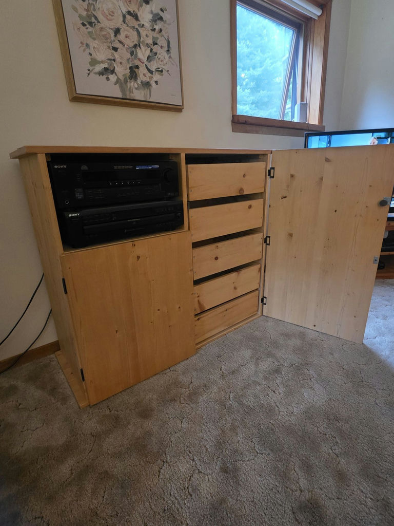 Wood Storage Cabinet With Drawers and Media Shelf - image 2 of 7