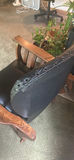 Wooden Armchair with Black Tufted Faux Leather/leather Seat - thumbnail 9 of 11