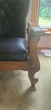 Wooden Armchair with Black Tufted Faux Leather/leather Seat - thumbnail 3 of 11