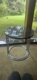 Pair of Round Side Tables with Chrome Bases - thumbnail 1 of 7