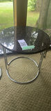 Pair of Round Side Tables with Chrome Bases - thumbnail 6 of 7