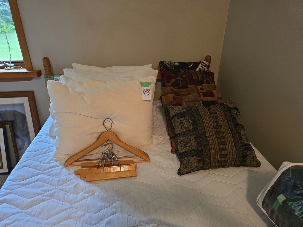 Pillows Lot And Wooden Hanger Lot - image 1 of 3