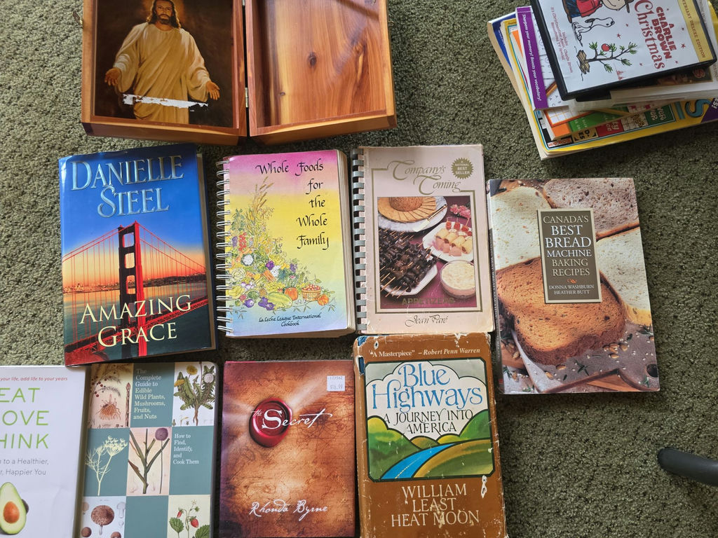 Assorted Books, Puzzle Magazines, DVDs, and Wooden Bible Box - image 7 of 8