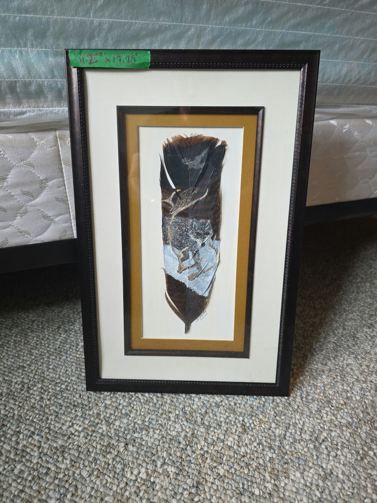 Framed Wolf Wildlife Prints and Feather Artwork - image 5 of 9