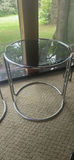 Pair of Round Side Tables with Chrome Bases - thumbnail 4 of 7